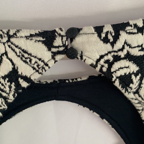 Anthropologie Black & White Jacquard Cut-Out Midi Dress Keyhole Fitted M cute - Picture 10 of 14